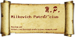 Milkovich Patrícius névjegykártya